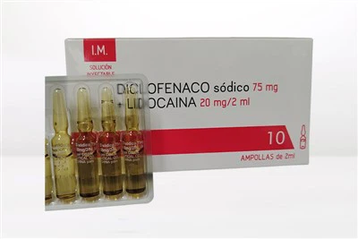 Injeção de diclofenaco de sódio e cloridrato de lidocaína